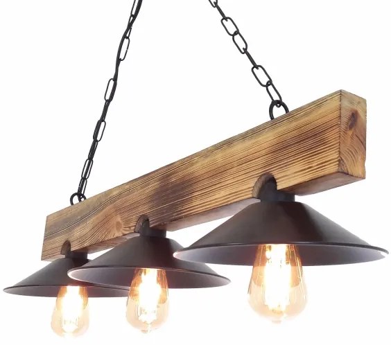 HEPSI kábeles függeszték 3xE27/40W/230V lucfenyő/dió