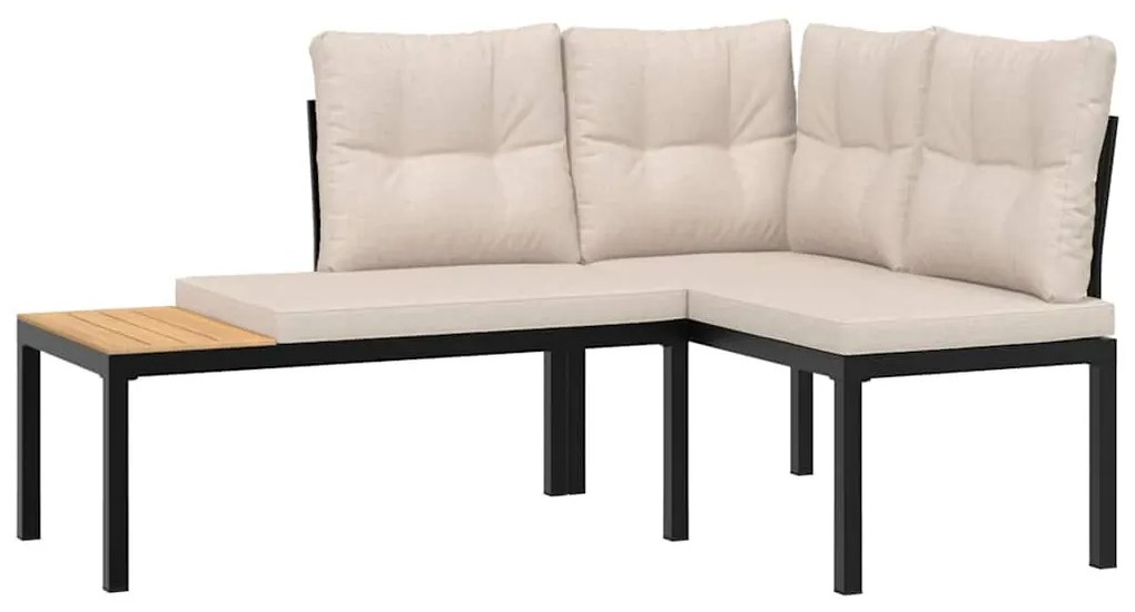 4 részes fekete porszórt acél kerti kanapészett párnával