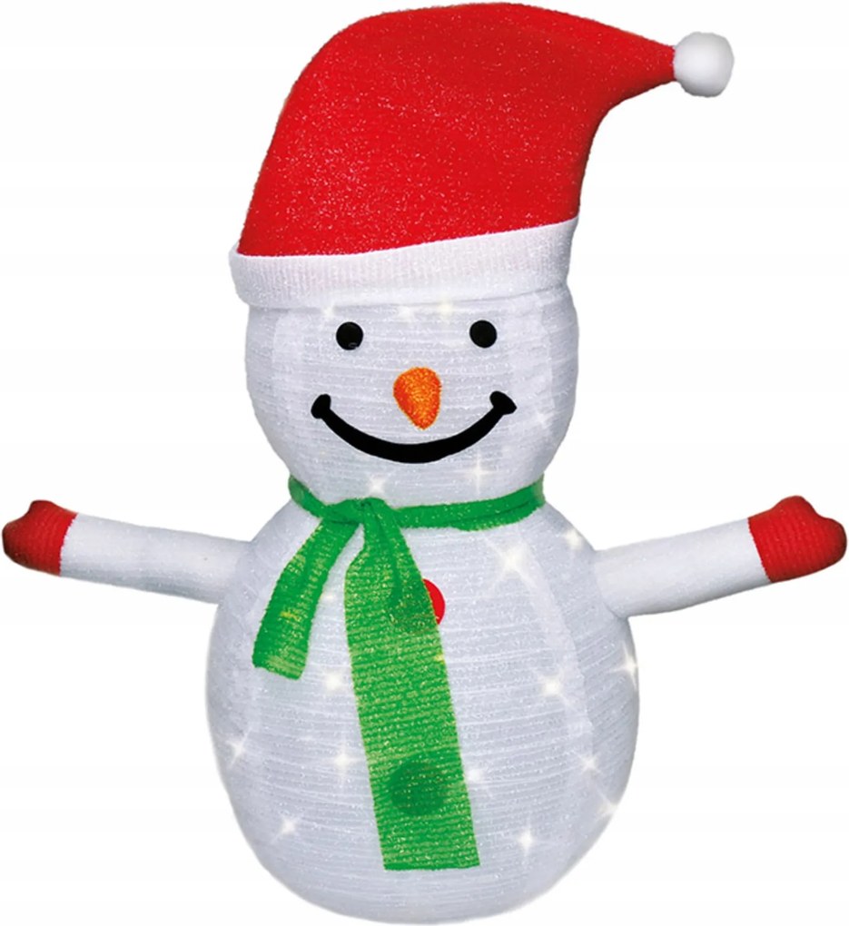 Solight Led hóember 70cm, 40 Led, meleg fehér, IP44, időzítő, kültéri