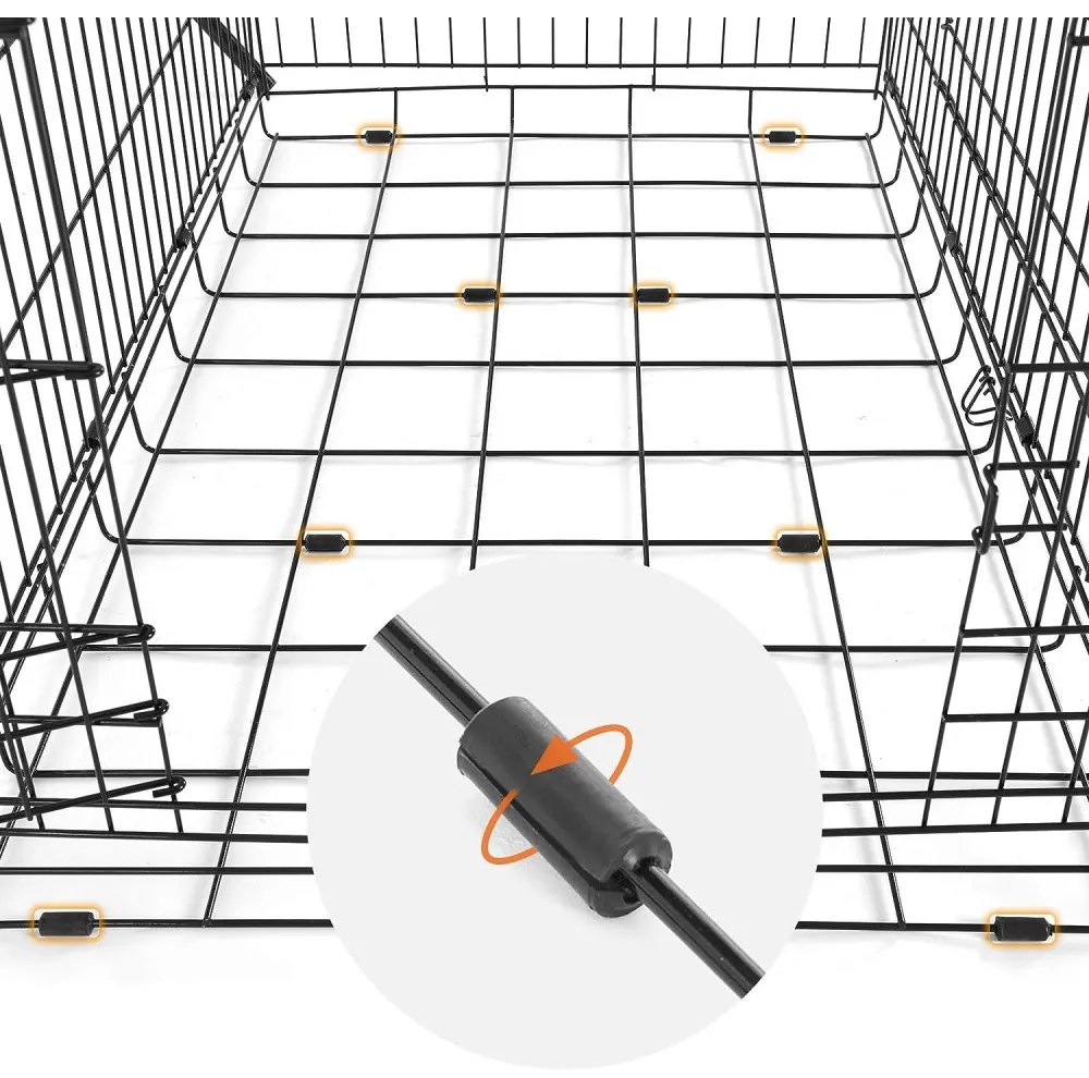 Kutyaketrec, kutyabox két ajtóval és elválasztó ráccsal, fekete 107x70x77cm