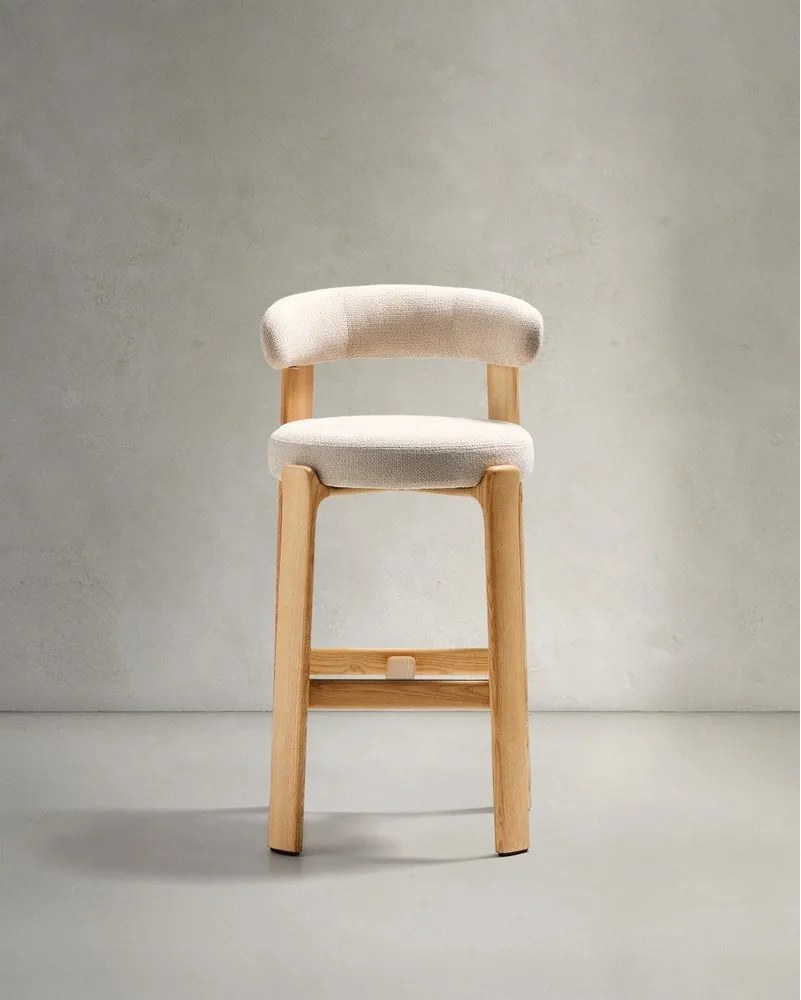 Bézs-világos natúr színű kőrisfa bárszék (ülésmagasság 75 cm) Granite – Kave Home