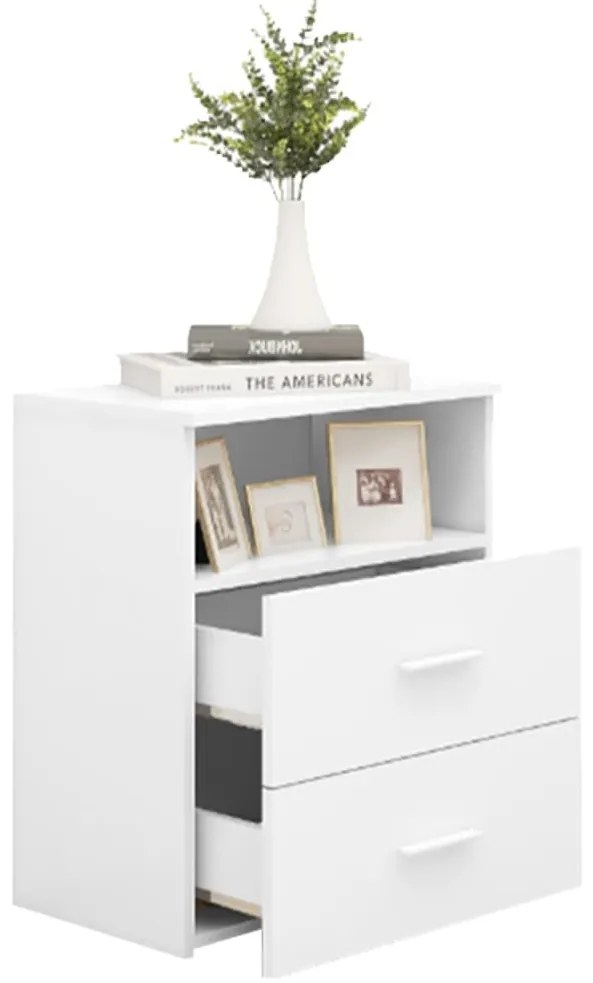 2 db fehér éjjeliszekrény 50 x 32 x 60 cm