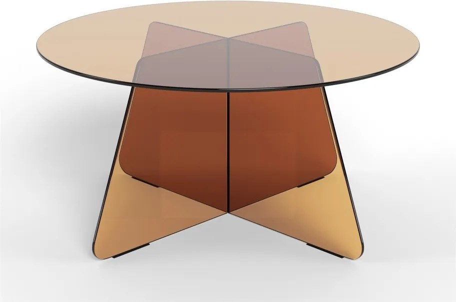 Barna üveg kerek dohányzóasztal ø 80 cm Samos – Actona