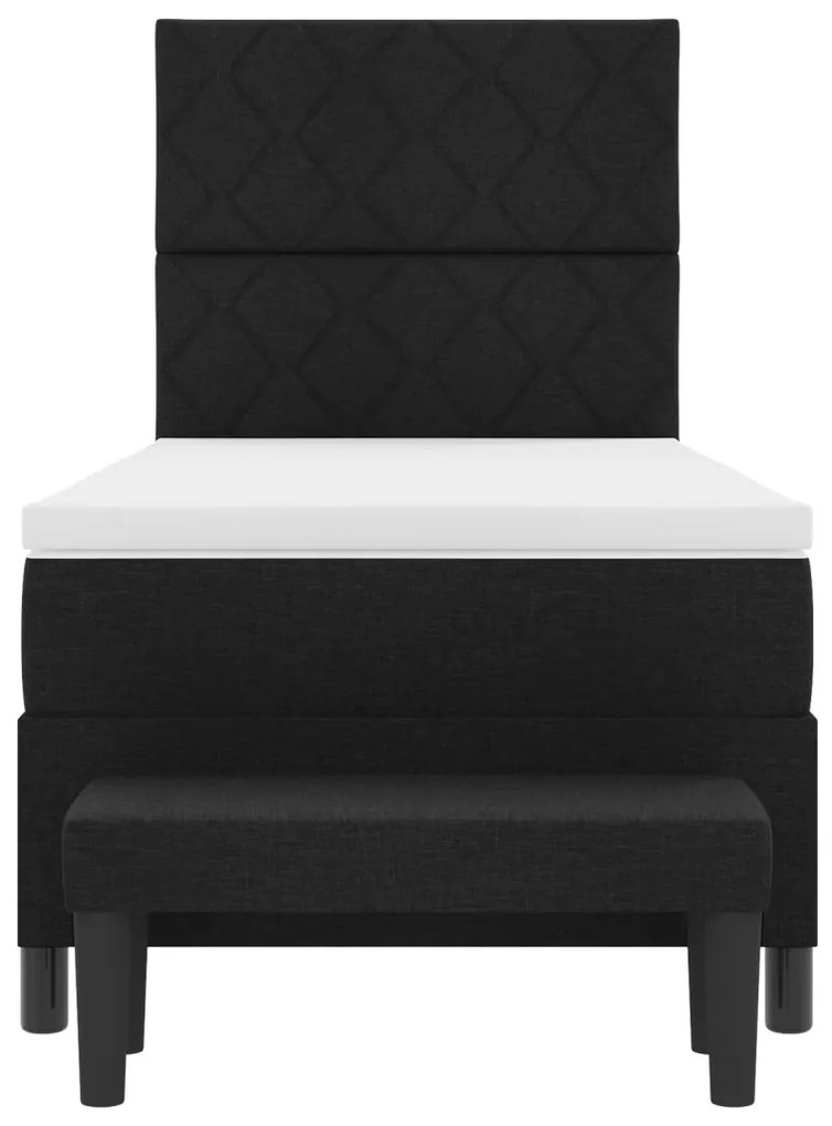 Boxspring ágy matraccal és padra Fekete 100x200 cm Szövet