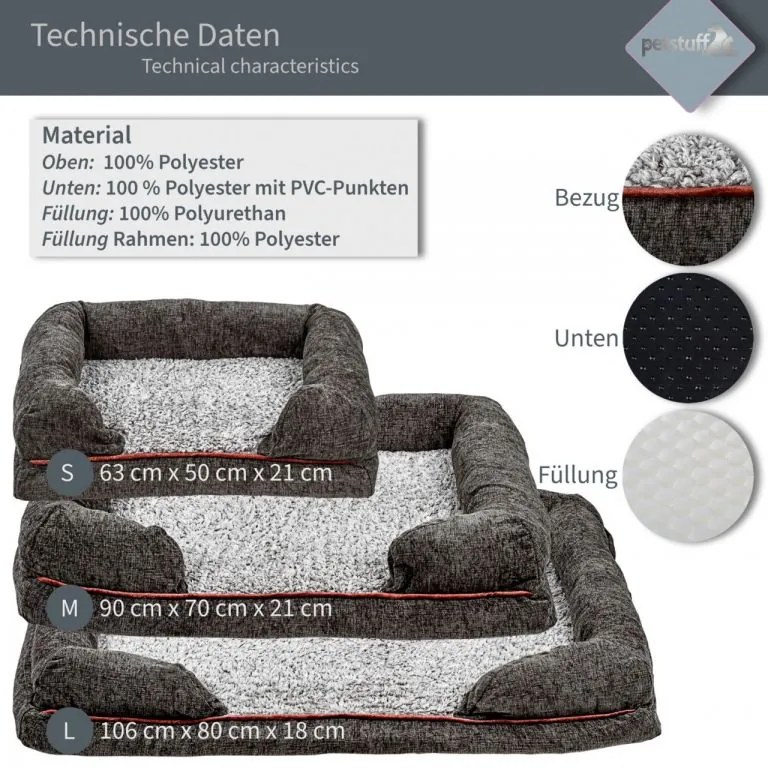 Kutyafekhely S sötét szürke 63 x 50 x 21 cm