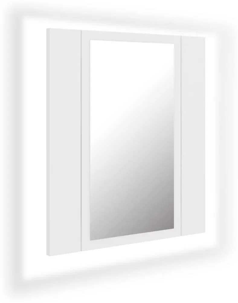 Fehér akril LED-es fürdőszobaszekrény tükörrel 40 x 12 x 45 cm