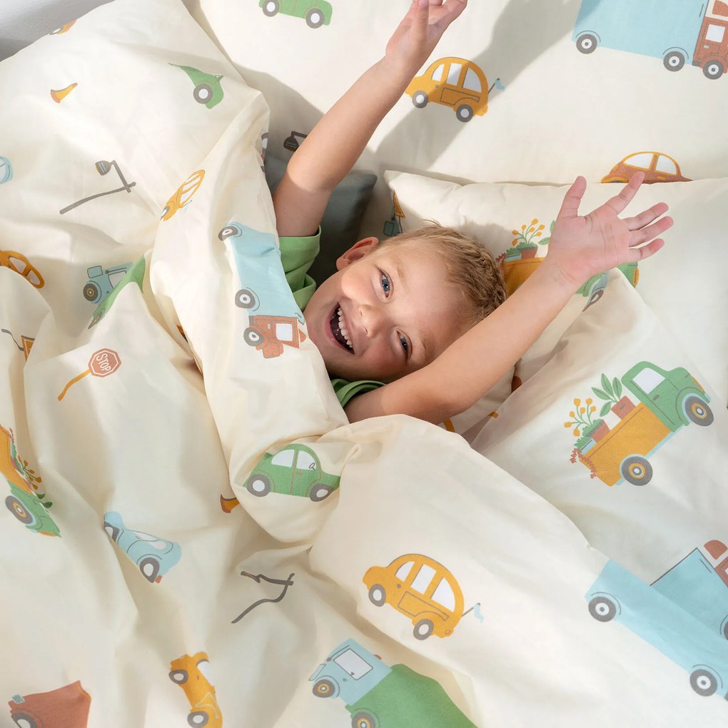 Goldea gyermek pamut ágyneműhuzat - az autók világa 140 x 200 és 70 x 90 cm