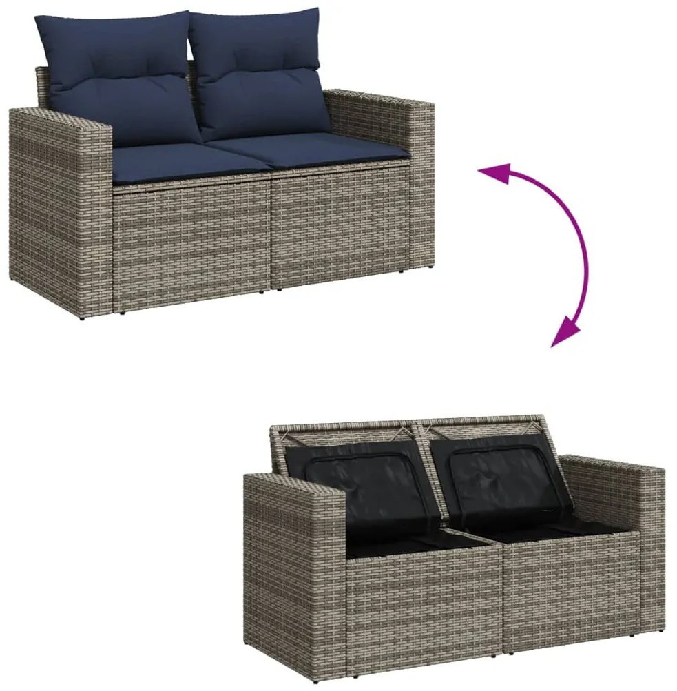 4 részes szürke polyrattan kerti ülőgarnitúra párnával