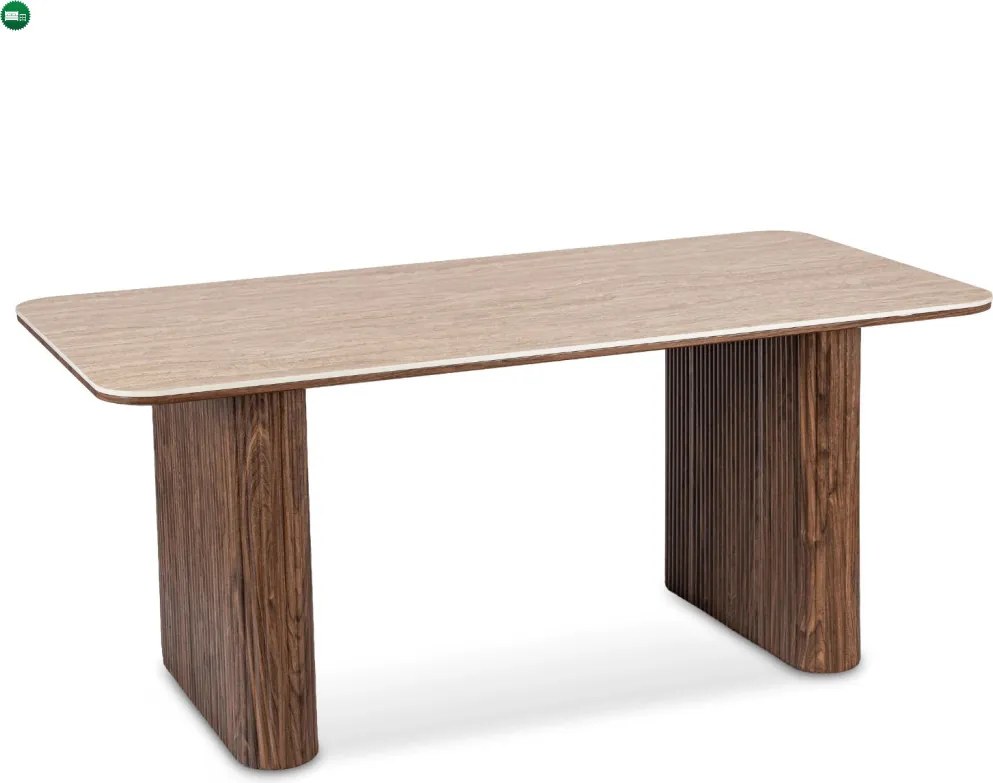Stół ARAMIS Prostokątny 180 cm Trawertyn/Orzech