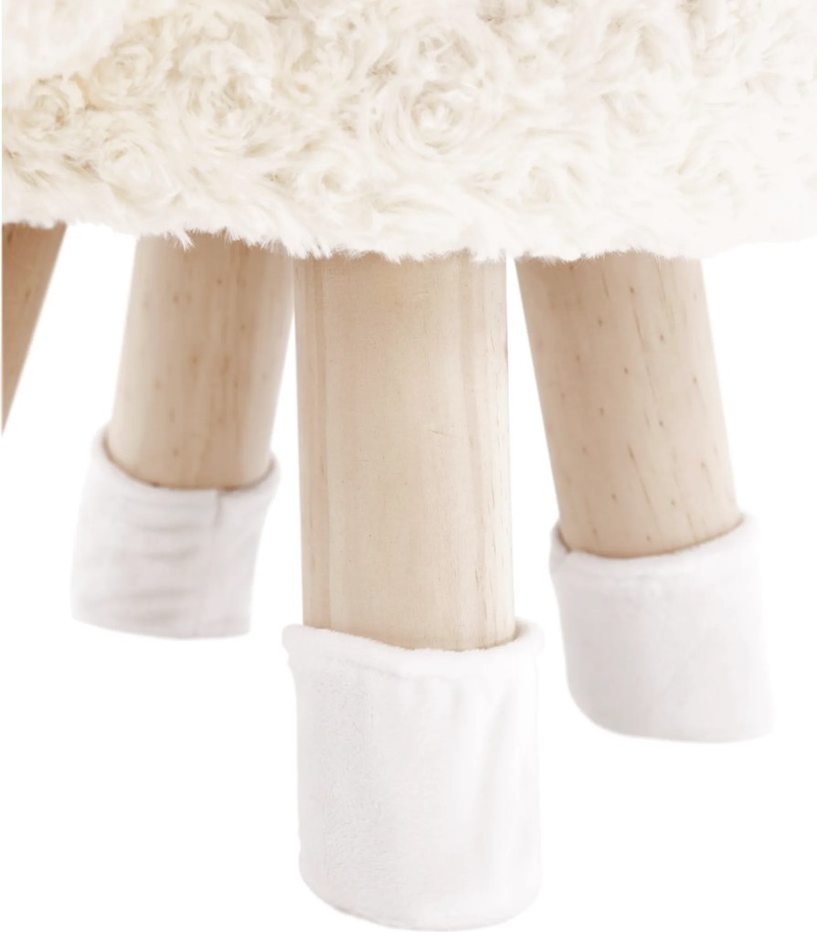 Zsámoly bárány alakban, Velvet szövet fehér/rózsaszín/természetes, LOLA