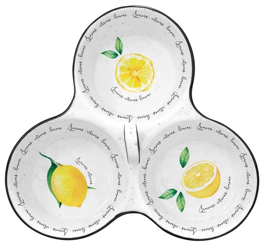 Porcelán kínálótál 3 részes Citrom mintás Amalfi