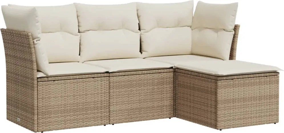 vidaXL 4 részes bézs polyrattan kerti ülőgarnitúra párnákkal