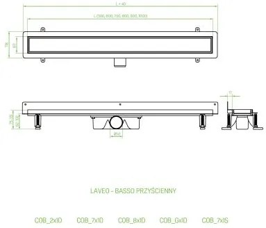 Laveo Basso, lineáris lefolyó ráccsal 70 cm, fekete, LAV-COB_771D