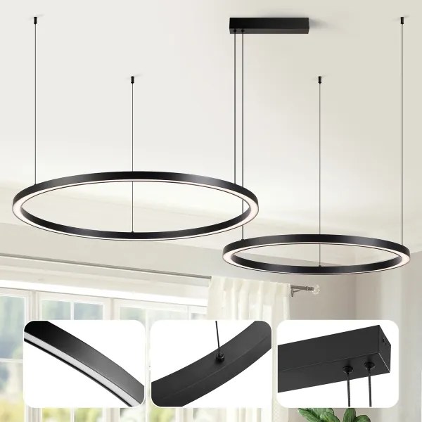 Brilagi - LED fényerőszabályozható kábeles csillár PORTOFINO LED/98W/230V fekete + távirányítóval
