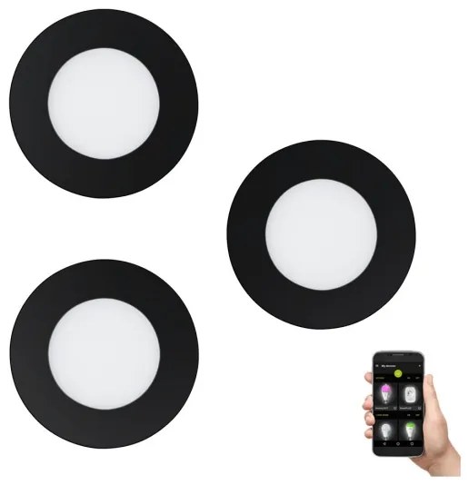 Eglo 31743 - 3 darabos dimmelhető LED lámpatest készlet FUEVA-Z LED/2,8W/230V IP44 fekete
