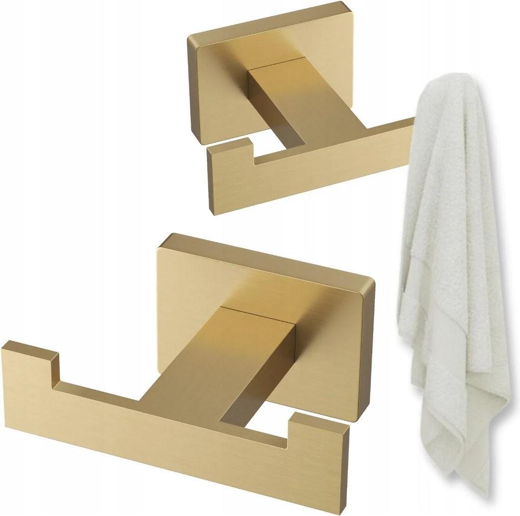 Ponttartó négyzet alakú törölközőtartó szálcsiszolt arany Caro