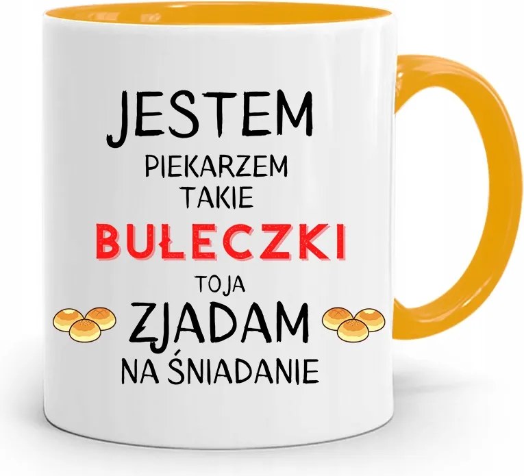 Sárga Bögre Péknek Reggelire, fényképes nyomattal