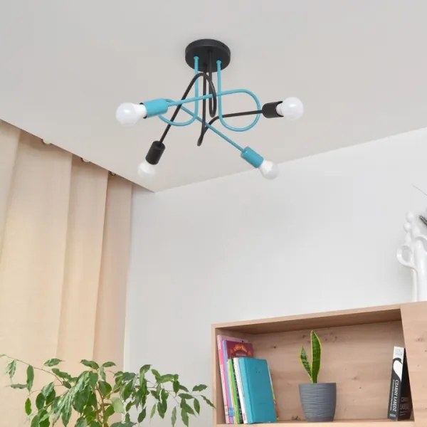 Felületre szerelhető csillár OXFORD 4xE27/15W/230V fekete/türkiz