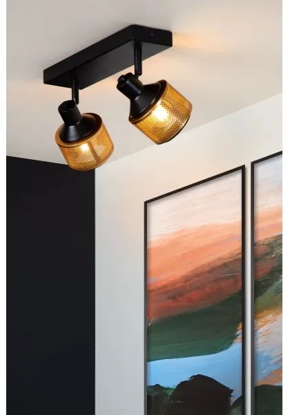 Lucide 77980/02/30 - Spotlámpa RAFA 2xE14/40W/230V fekete/bronz