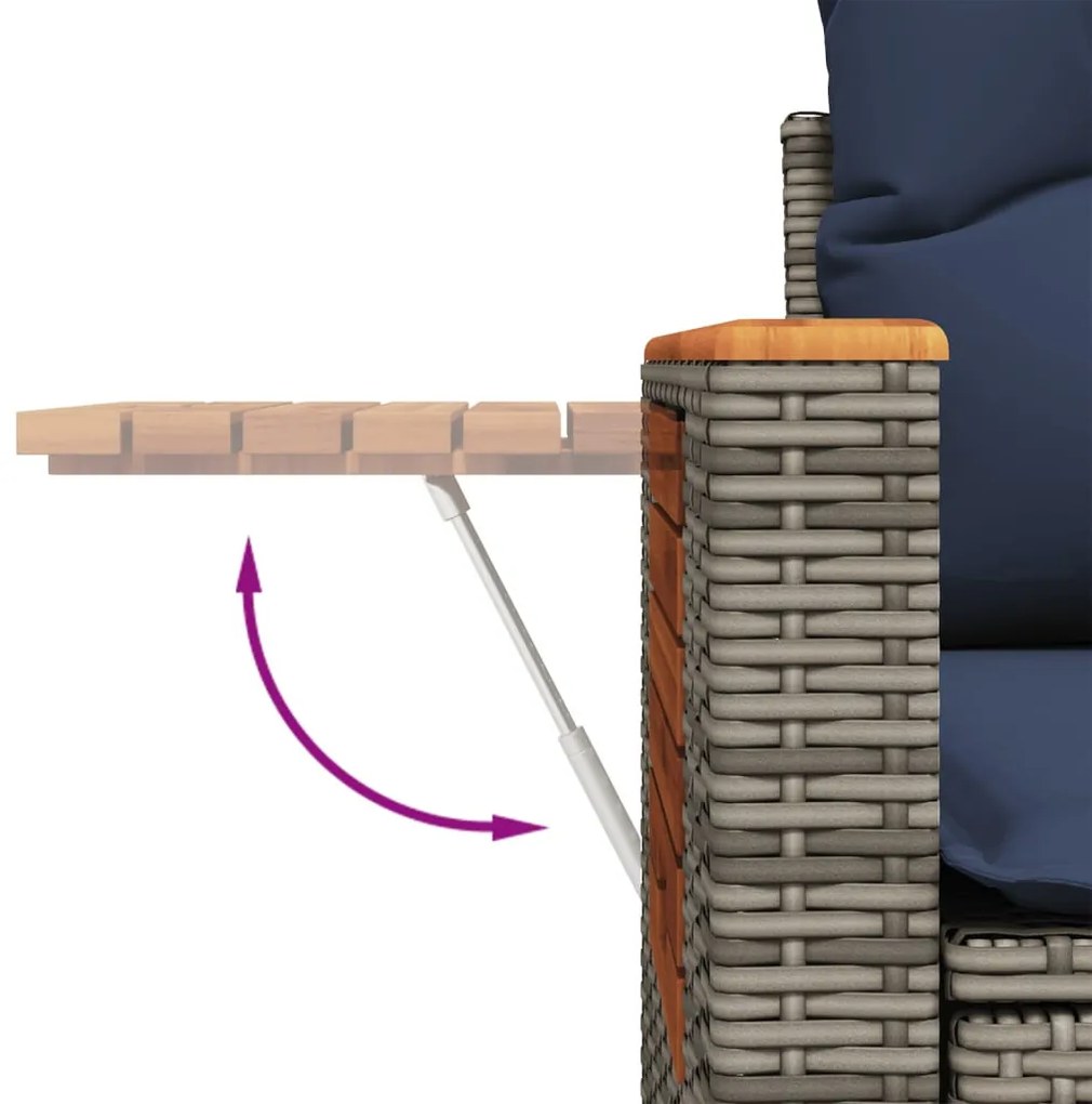 6 részes szürke polyrattan kerti ülőgarnitúra párnával