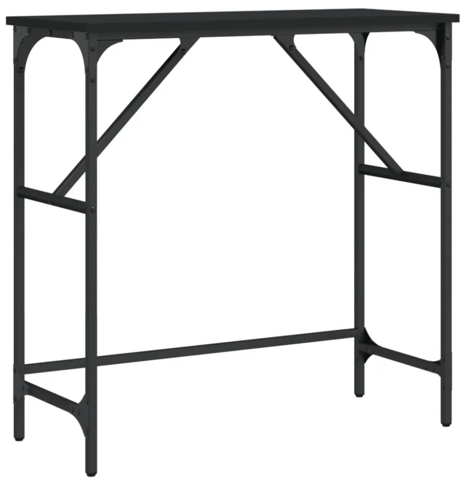 fekete szerelt fa tálalóasztal 75x32x75 cm