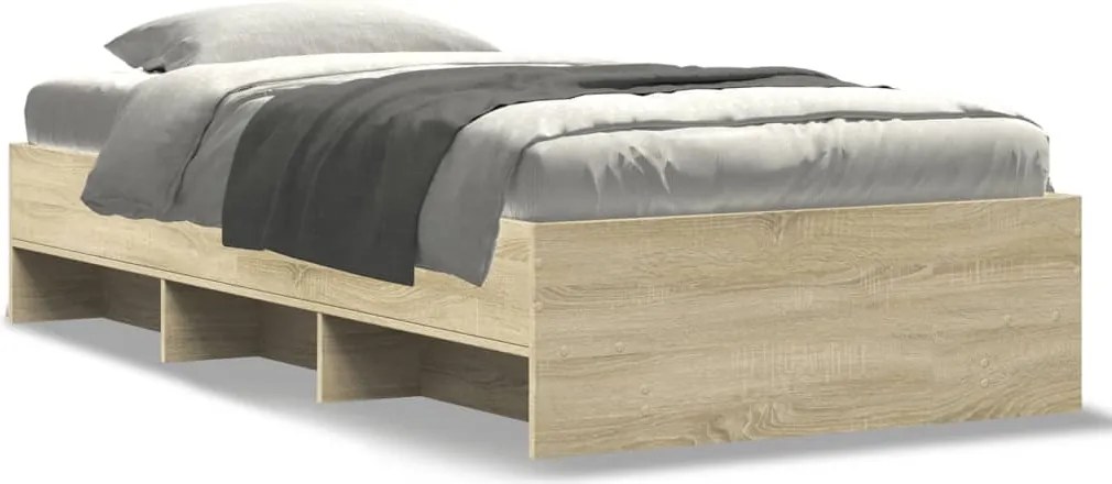 vidaXL sonoma tölgy színű szerelt fa ágykeret matrac nélkül 90x200 cm