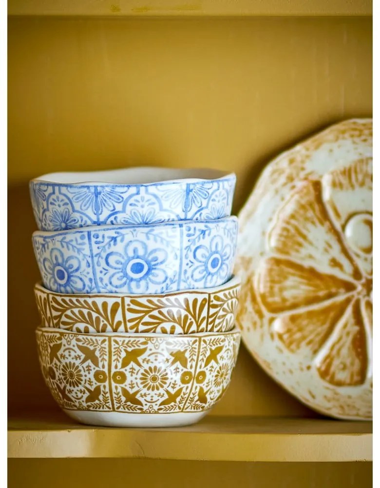 Kék-narancssárga kőedény tálka szett 4 db-os 200 ml Milton – Bloomingville