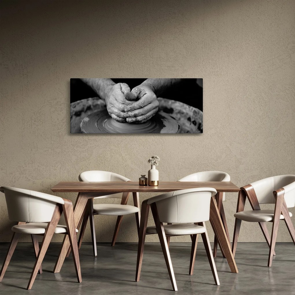 Fekete-fehér kép - kerámia gyártás (120x50 cm)