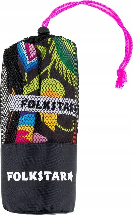 Gyorsan száradó törölköző fekete, łowiczi mintás, 80x160 cm, tengerpartra