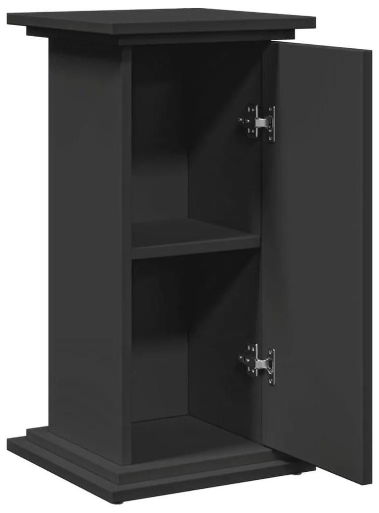 fekete szerelt fa bemutatóállvány tárolóval 31 x 30 x 60 cm