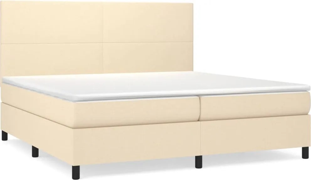 vidaXL krémszínű szövet rugós ágy matraccal 200 x 200 cm