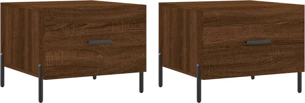 vidaXL 2 db barna tölgy szerelt fa dohányzóasztal 50 x 50 x 40 cm