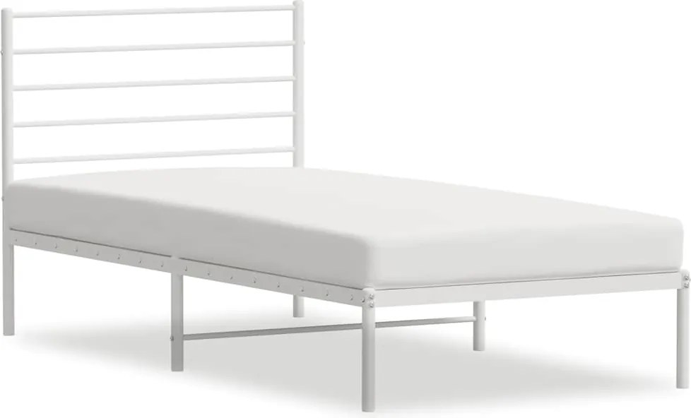 vidaXL fehér fém ágykeret matrac nélkül fejtámlával 180 x 200 cm