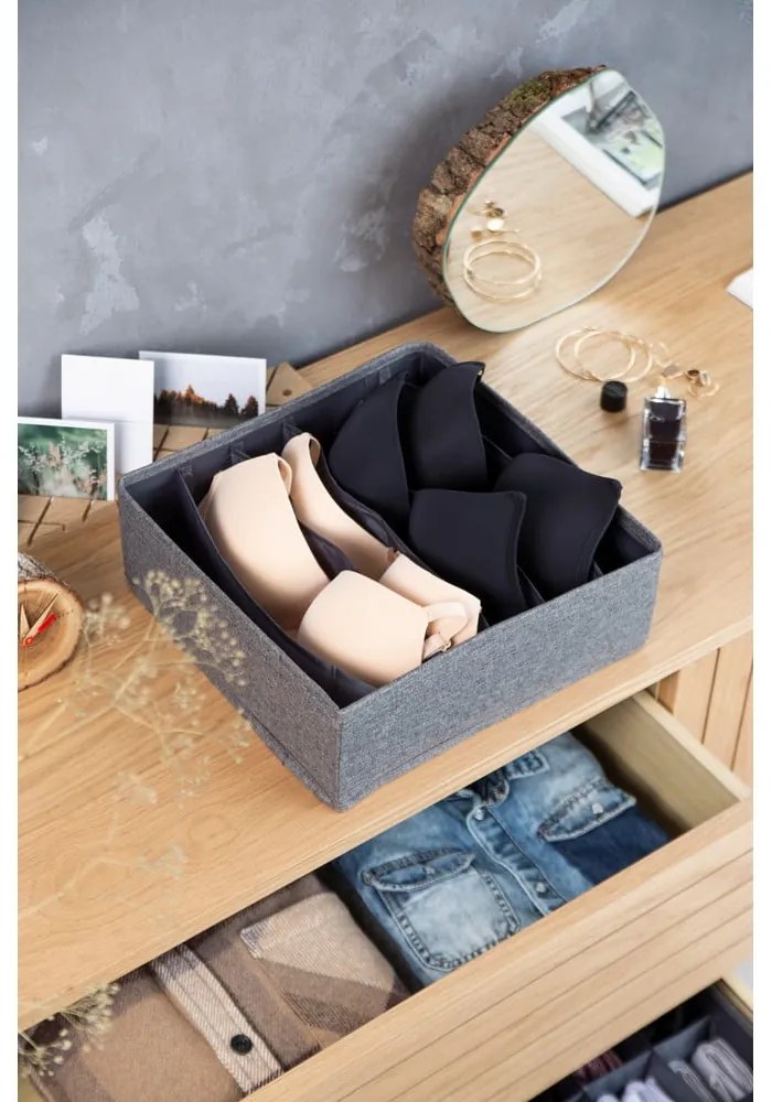 Drawer szürke rekeszes fiókrendszerező, 29 x 11 cm - Bigso Box of Sweden