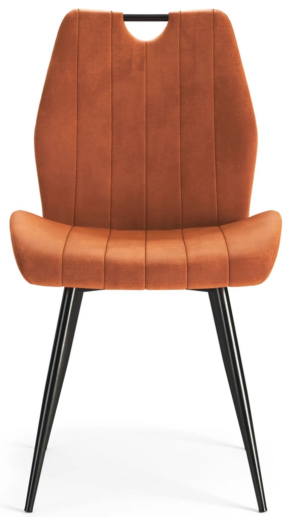 MAZZONI EXPORT ARNO Fahéj (Bluvel 4215 szövet) - MODERN KÁRPITOZOTT ÉTKEZŐSZÉK NAPPALIBA/ÉTKEZŐBE VELVET FOGANTYÚVAL NARANCSSÁRGA/BARNA