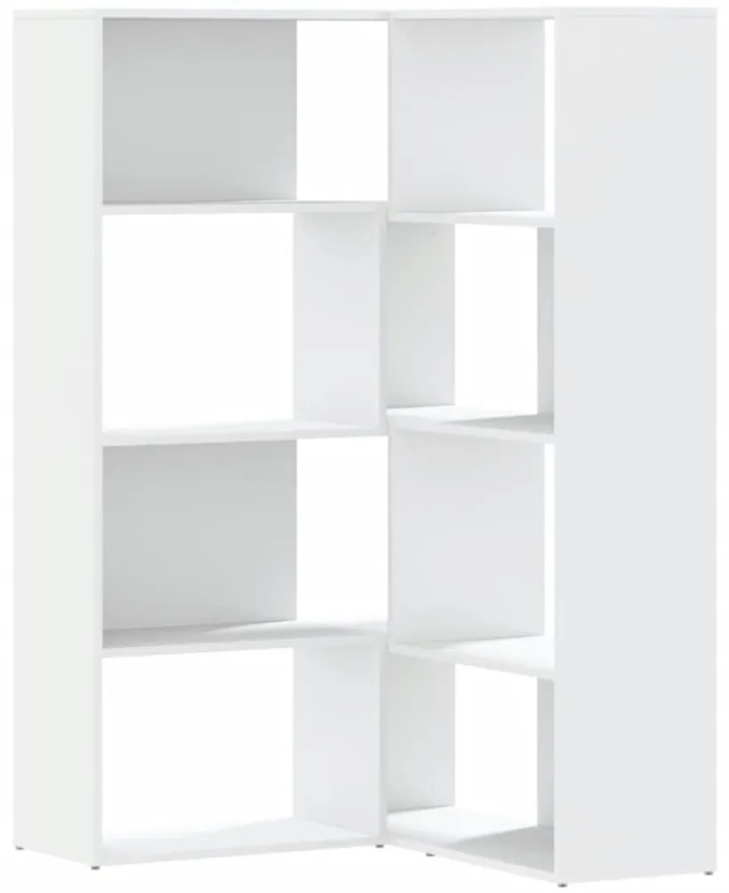 4 szintes fehér szerelt fa sarok könyvespolc 85 x 85 x 140 cm