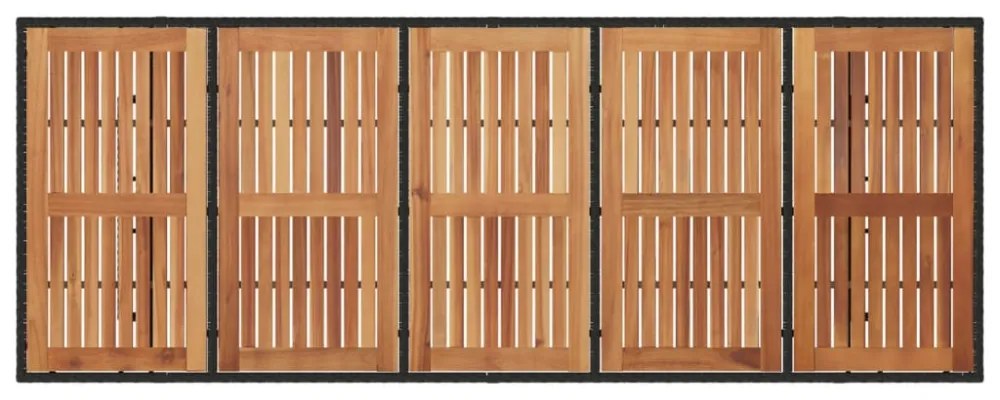 fekete polyrattan kerti asztal akácfa lappal 240 x 90 x 75 cm