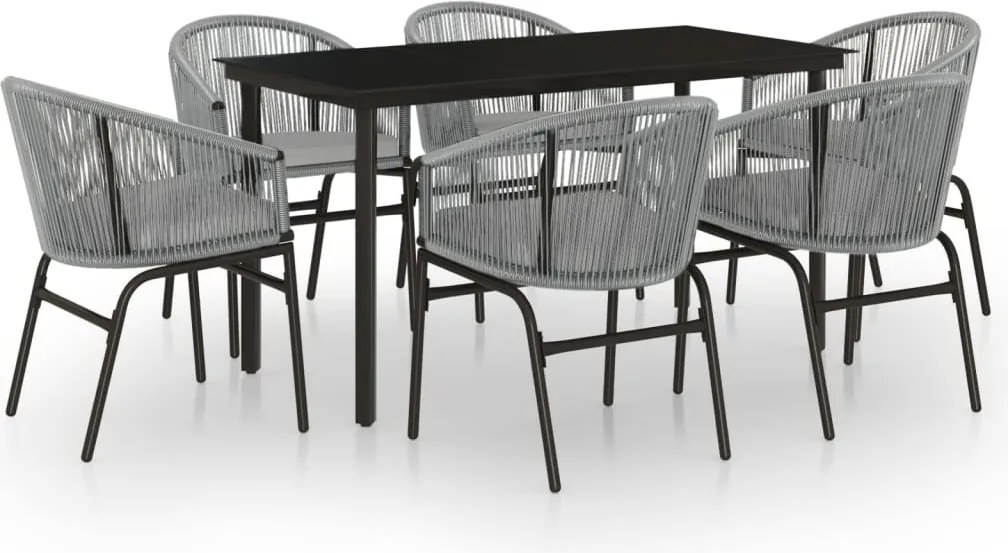 vidaXL 7 részes szürke kerti étkezőgarnitúra