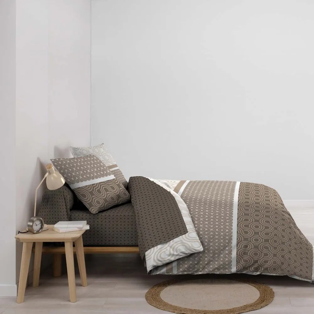 Barna kétszemélyes-hosszabbított pamut ágyneműhuzat lepedővel-hatrészes 240x220 cm Pacha – douceur d'intérieur