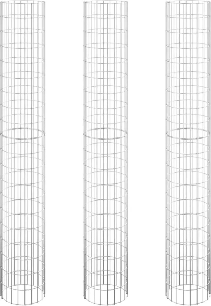 vidaXL 3 db kör alakú horganyzott acél gabion magaságyás Ø30 x 200 cm