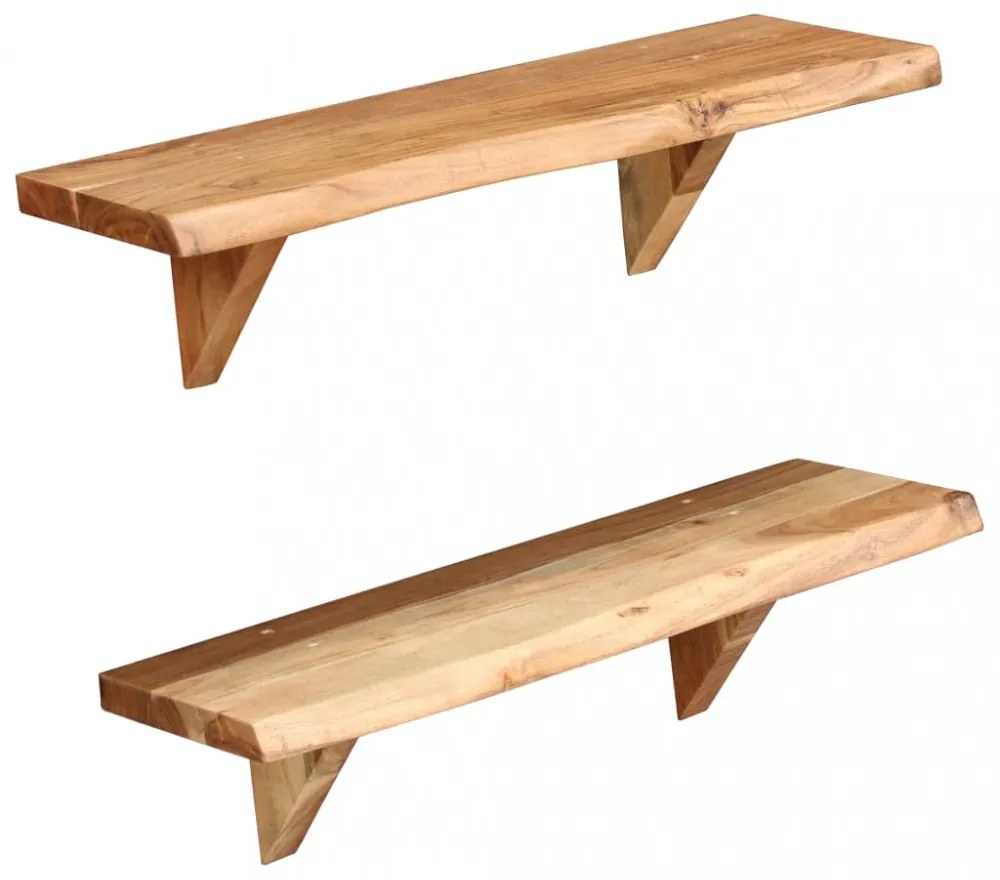 2 db tömör akácfa fali polc 60x20x18 cm