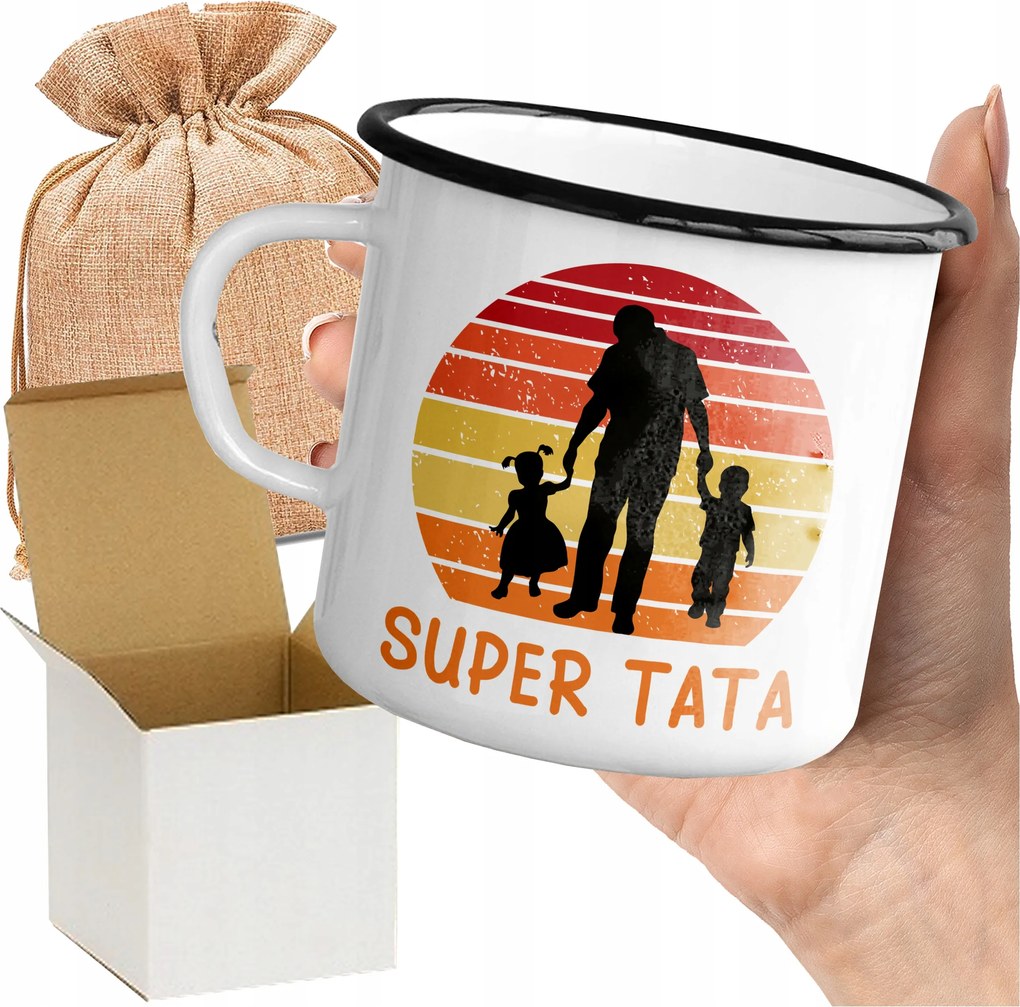 Bögre_zománcozott Nyomott Mintás Szuper Apa Ajándék Apák Napjára Nyomott Minta