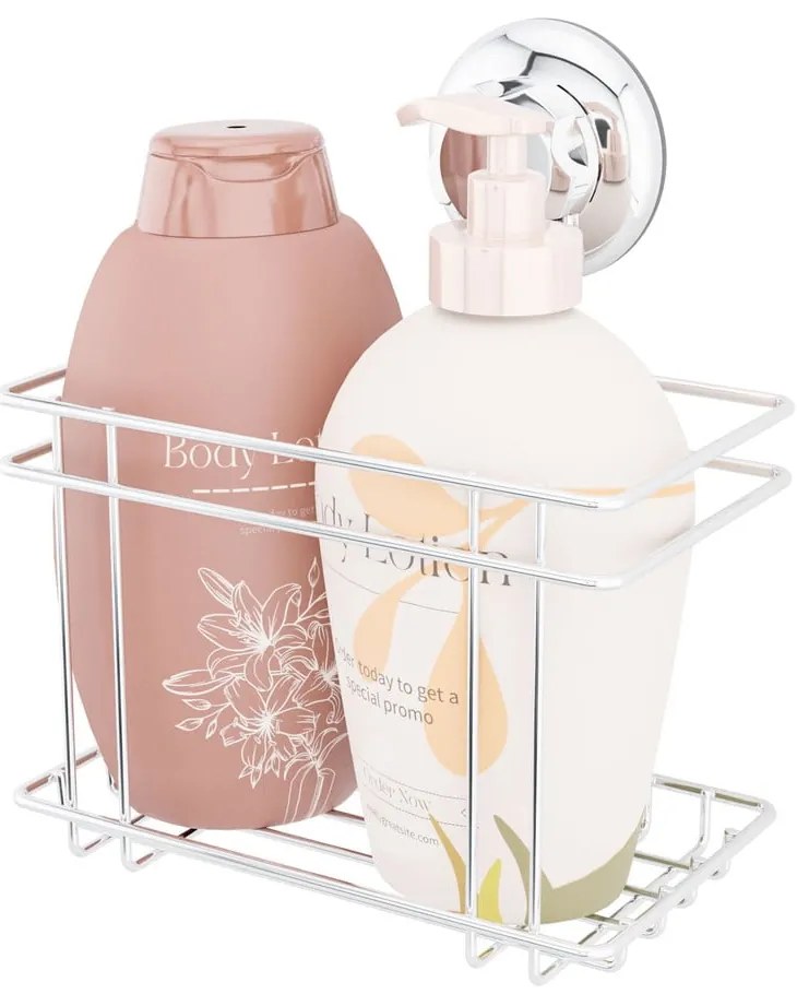 Ezüstszínű öntapadós fém fürdőszobai polc Bestlock Bath – Compactor