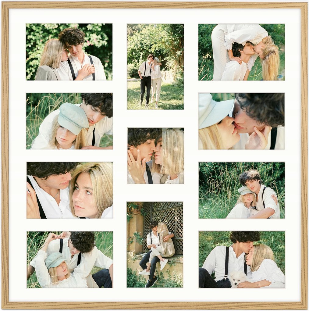 Képkeret 11 képhez 10x10 10x15 cm tölgyfa keret fotógaléria 50x50 cm Framai