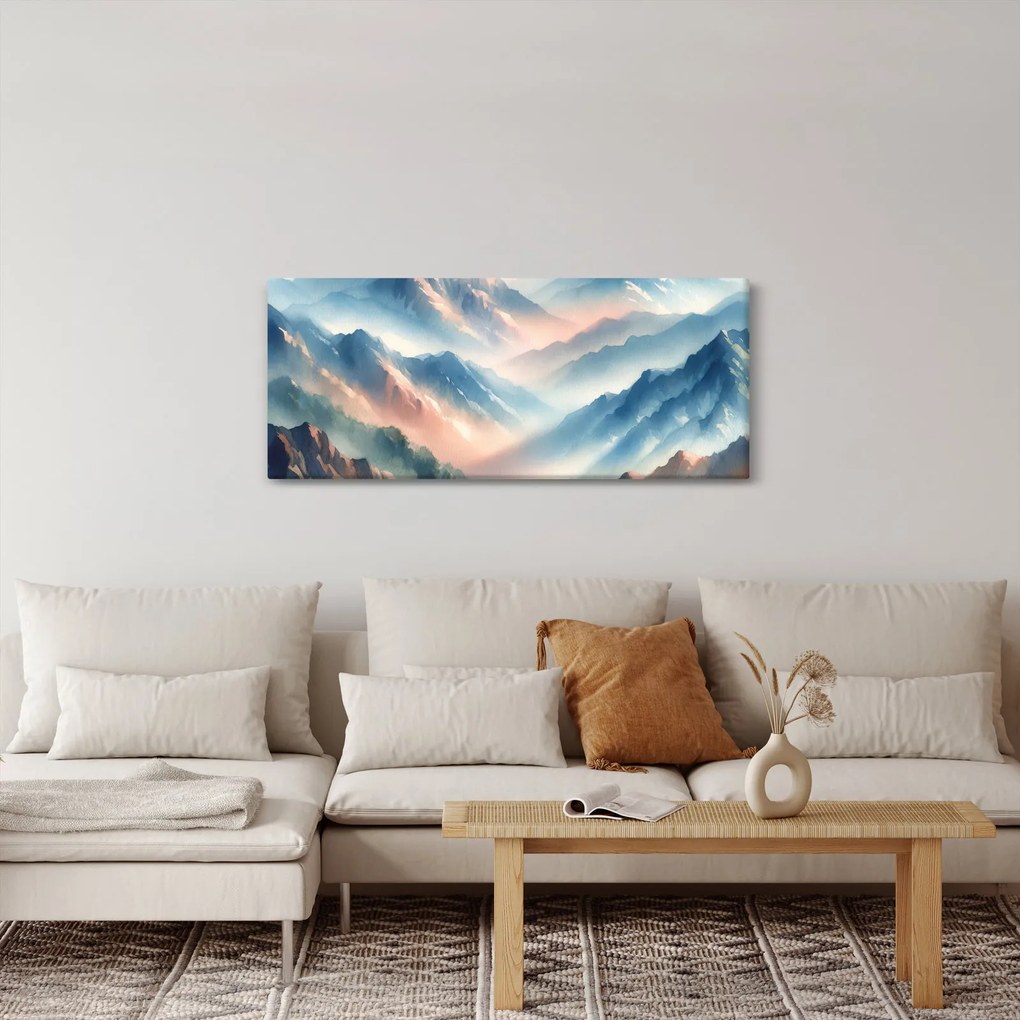 Kép - Akvarell hegyek (120x50 cm)