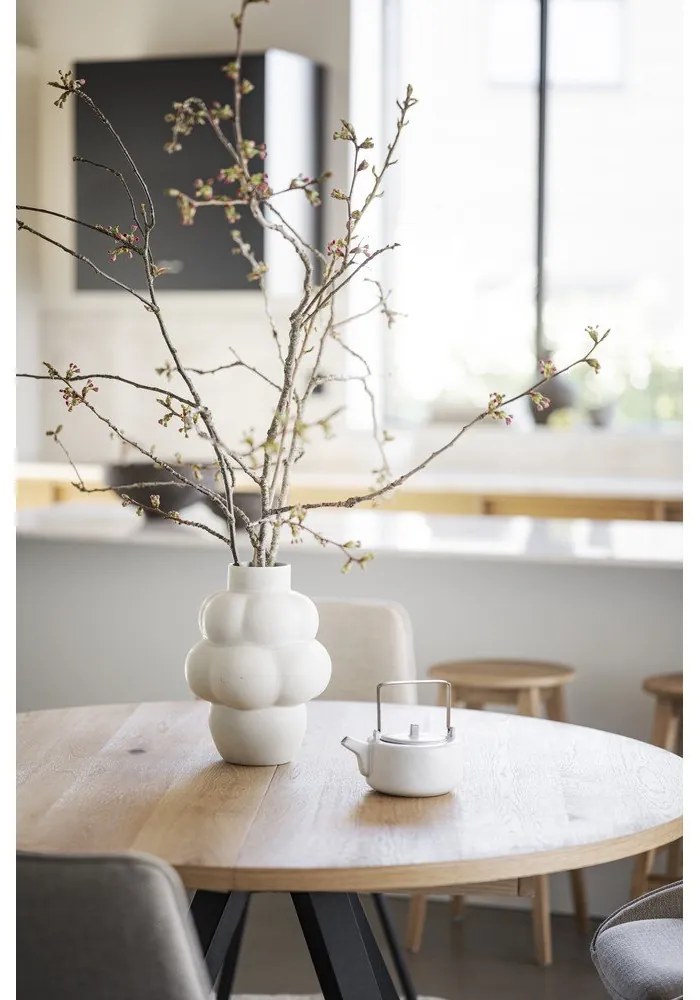 Natúr színű kerek bővíthető étkezőasztal tölgyfa dekorral ø 135 cm Maddock – Rowico