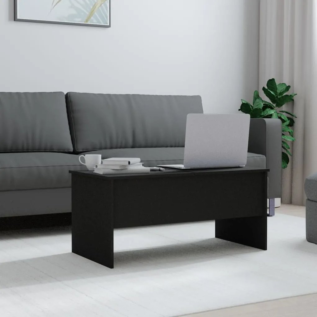 Fekete szerelt fa dohányzóasztal 102 x 50,5 x 46,5 cm