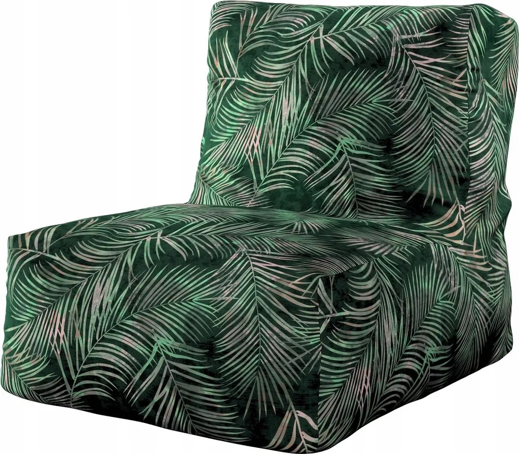 Dekoria Puff- fotel levelek zöld alapon