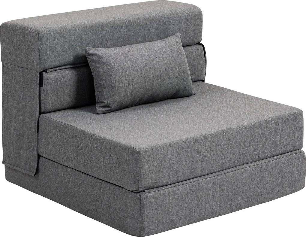 HOMCOM 1-üléses Átalakítható Foteled Ágyként Összecsukható Szék 1-üléses 3 az 1-ben Párnával, Hordozható Földi Szék Vendégeknek, Nappalihoz, Kis Terek