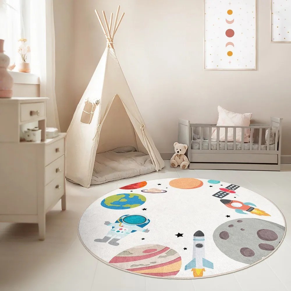 Mosható gyerek játszószőnyeg ø120 cm Space Trip – Mila Home
